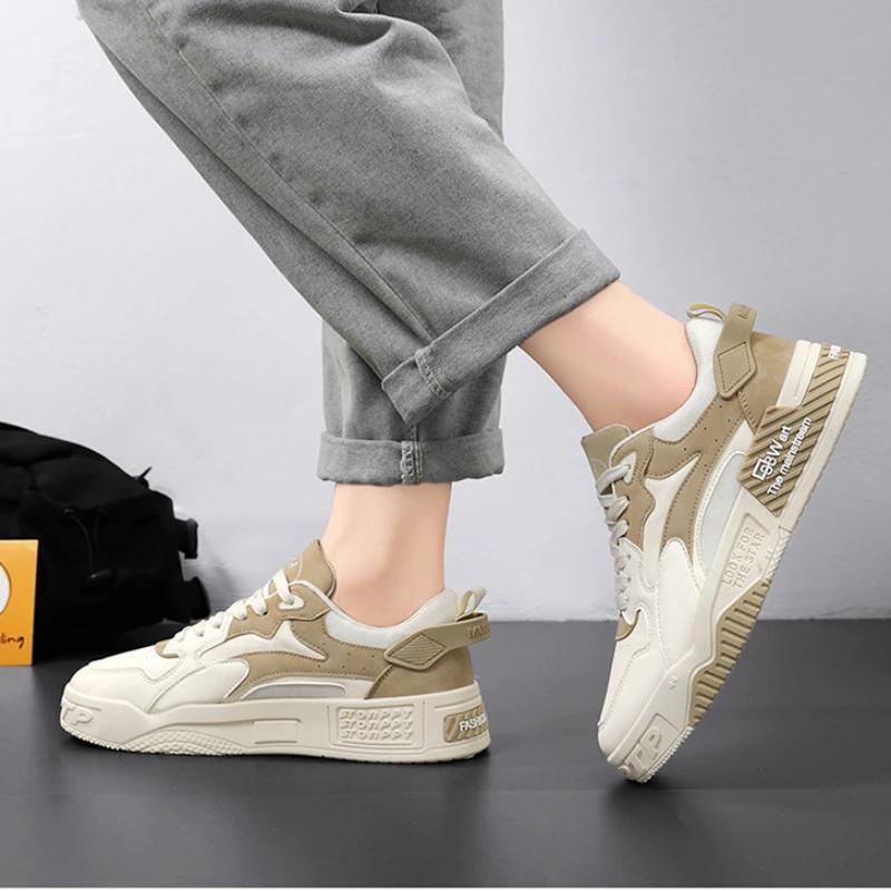 Fashion New Men's Sports Men's Comfortable Platform Shoes 2024 Fashion Lace Up Vulcanized Shoes White Casual Sneakers Zapatillas