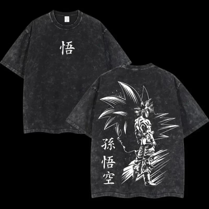 Dragon Ball Son Goku Majin Buu Washed T Shirt Spring Summer Anime Vintage Men's Women Cotton Streetwear Casual Oversized tee top