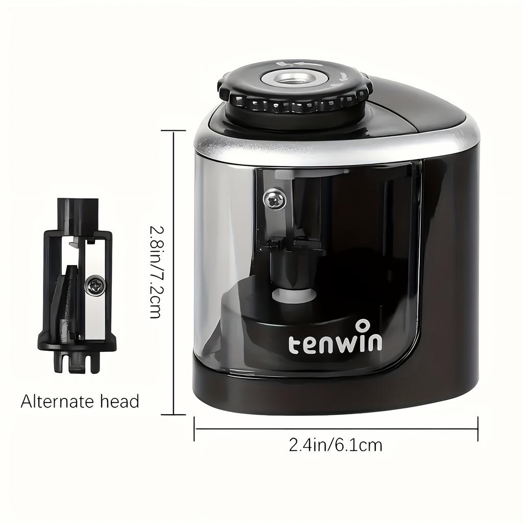 1 шт. Стильная черная электрическая точилка для карандашей с автостопом и автоматическим удалением сломанных грифелей - Быстрая и эффективная заточка, Прочная конструкция из полипропилена