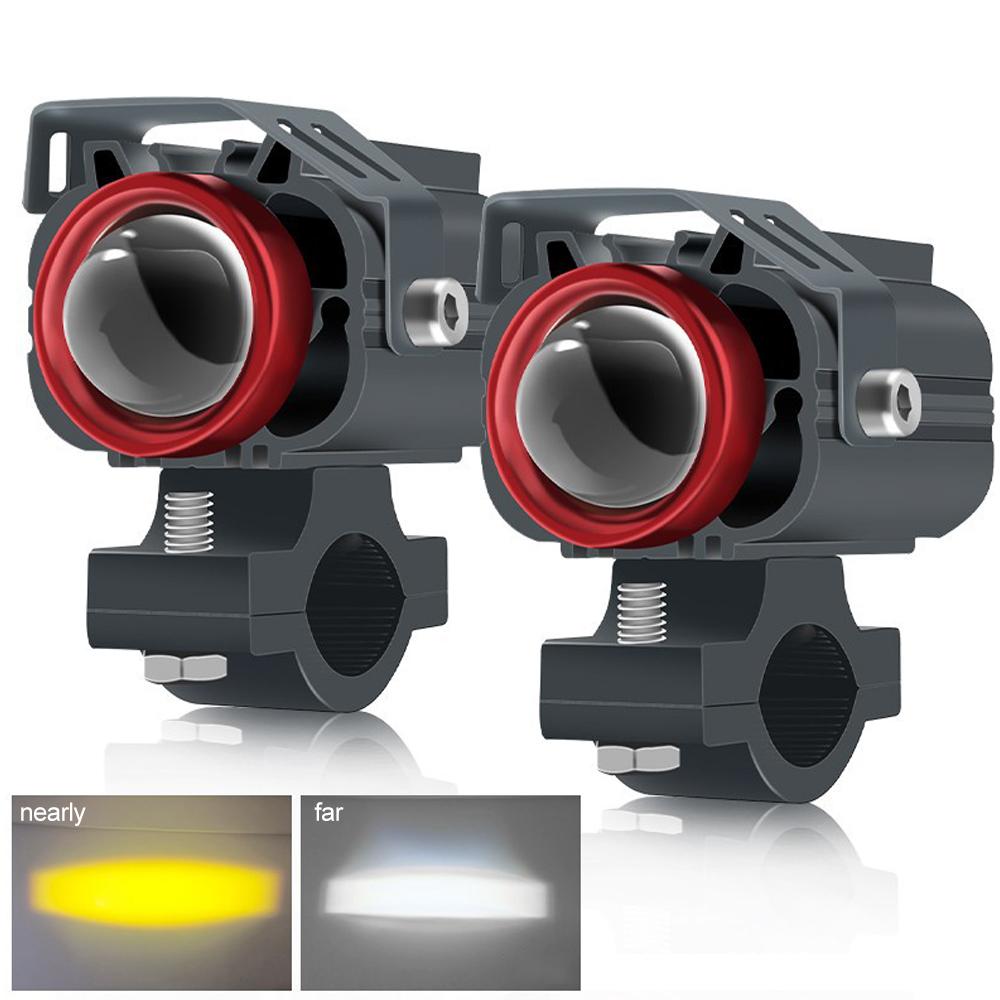 2 шт. светодиодная вспомогательная фара для мотоцикла, прожектор, линза для проектора, внешняя мото-противотуманная фара для телевизора, скутера, фара для вождения 12-80 В
