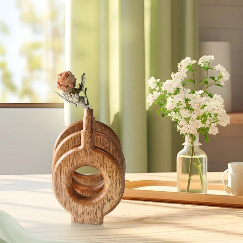 1 шт. Деревянные вазы Домашнее ремесло Орнамент Винтажный декоративный деревянный орнамент Настольный держатель для вазы с жареными цветами Прочный 3 размера