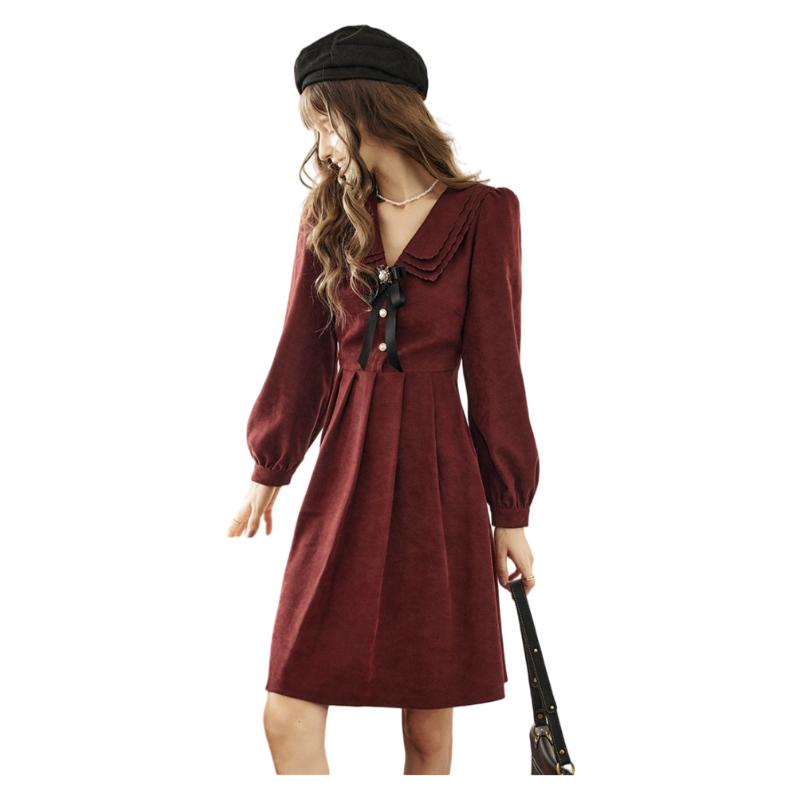 Olrain Upgraded Fit New Year Red Dress Women's Hepburn Style Little Red Dress