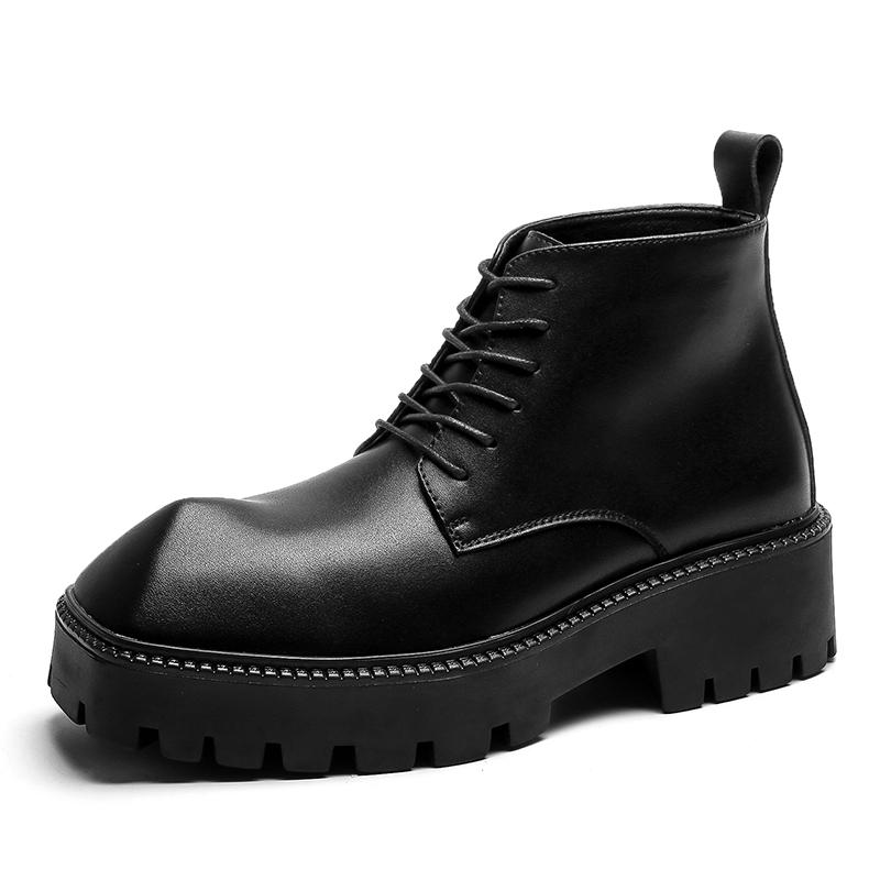 Модные новые ботинки на толстой подошве для мужчин Tide Ins Короткие ботинки Chelsea Мотоциклетные ботинки Ботинки Tooling Boots Высокие ботинки Slip On из натуральной кожи для мужчин