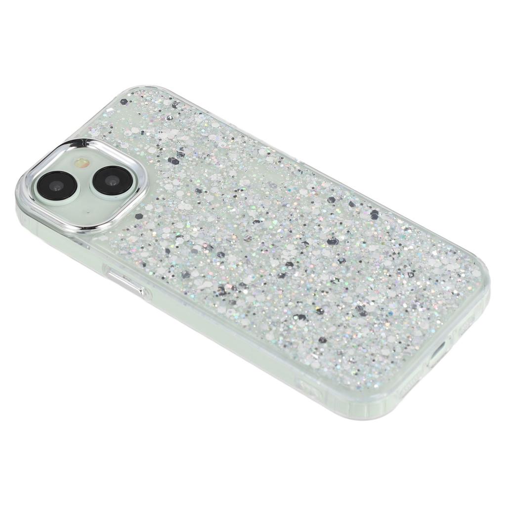 For iPhone 14 Case Epoxy Design Electroplating Soft TPU Phone Back Cover Large Lens Cutout