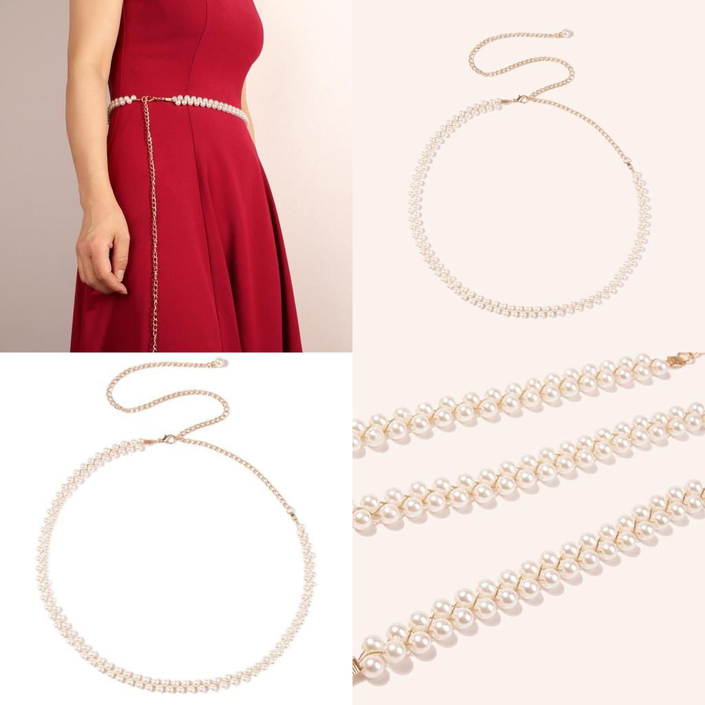 Belt Pearl Waist For Women Gold Thread Length Casual Daily Decoration Supplies