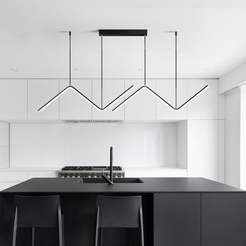 Modern LED Chandelier 125CM Black Gold Strip Dining Room Lamps For Living Room Bar Kitchen Bedroom Indoor Decor Led Fixture