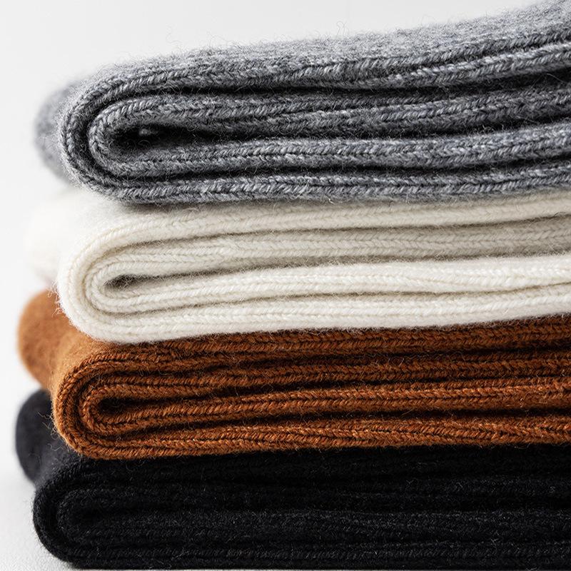 Мужские и женские носки до середины икры из мериносовой шерсти и кашемира, теплые, двухслойные, повседневного стиля
