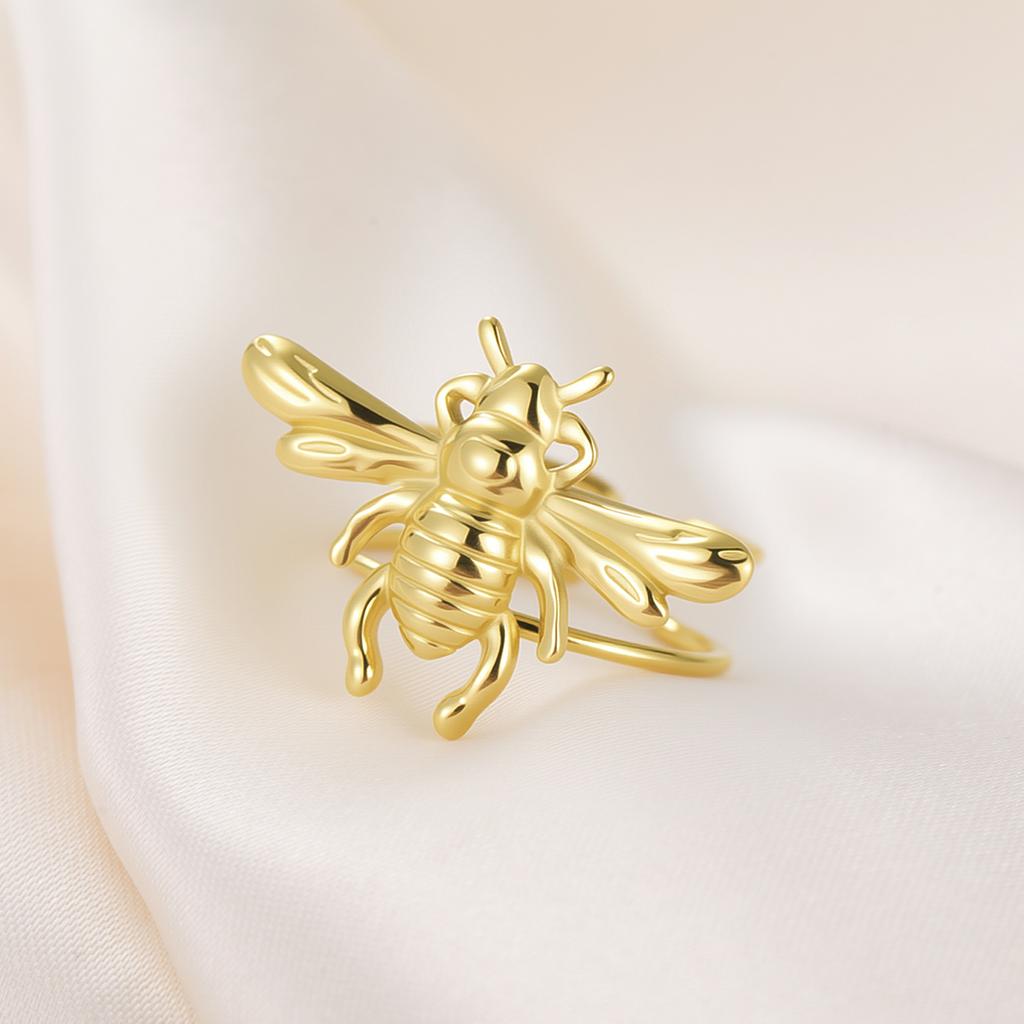 Cazador Stainless Steel Honeybee Adjustable Rings for Women Gold Plated Finger Rings Insect Jewelry Birthday Gift Wholesale 2026