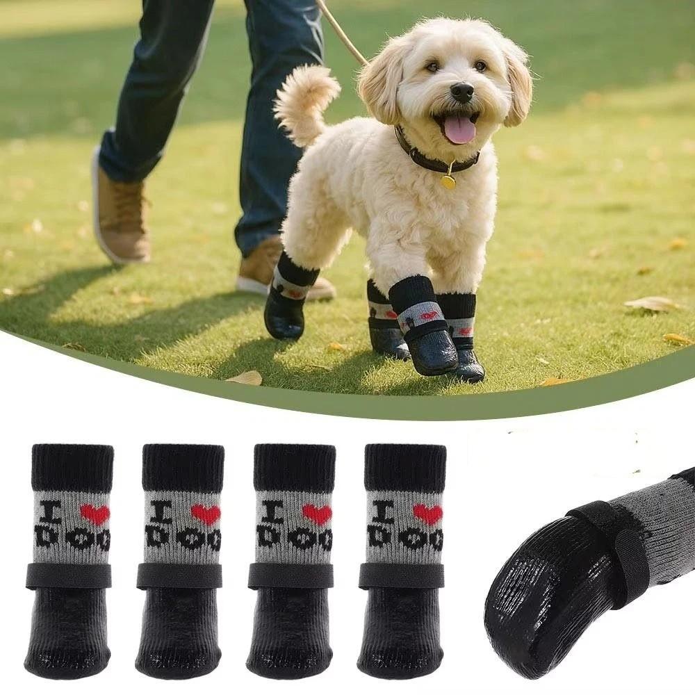 4 pieces/set Waterproof Pet Socks Booties Warm Dog Foot Covers Pet Paw Protector Outdoor