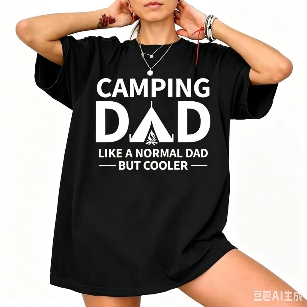Camping Dad Tshirt Tent Campfire Graphic Casual Short Sleeve Unisex Tee Fathers Day Gift Vintage Design Outdoor Dad Tshirts