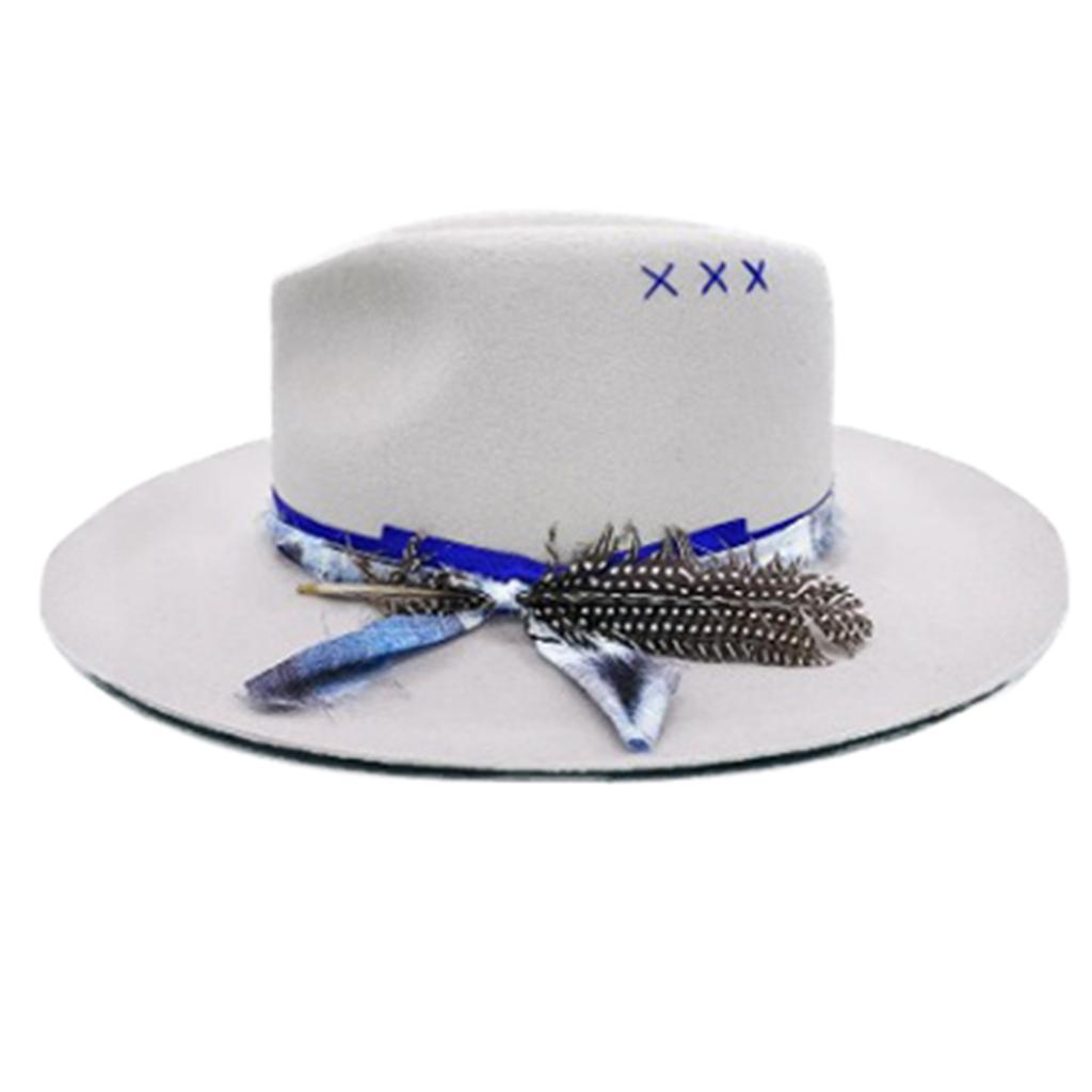 Breathable Wool Fedoras Hat with Wide Brim Feathers for Daily Wear Travel and Theme Parties Gathering Costume Headwear