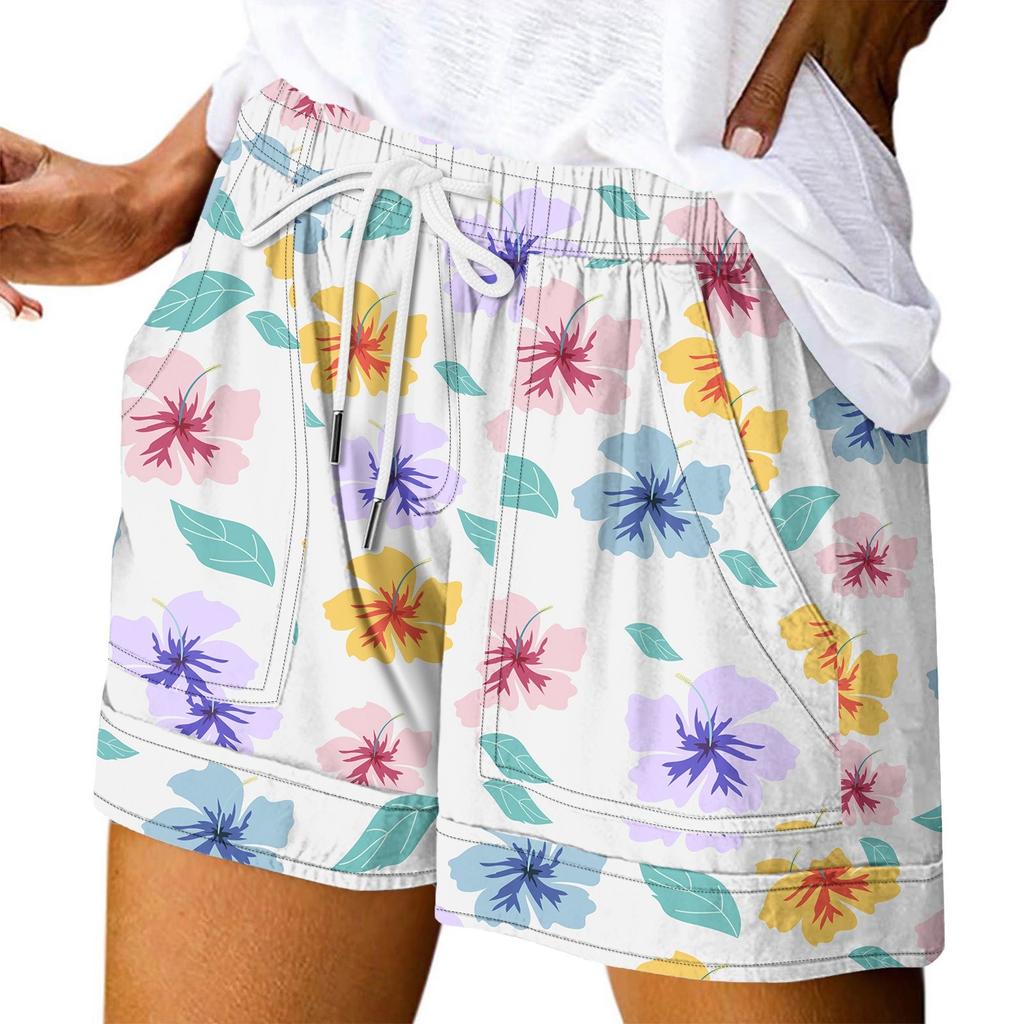 Женские повседневные летние эластичные пляжные шорты с принтом повседневные шорты