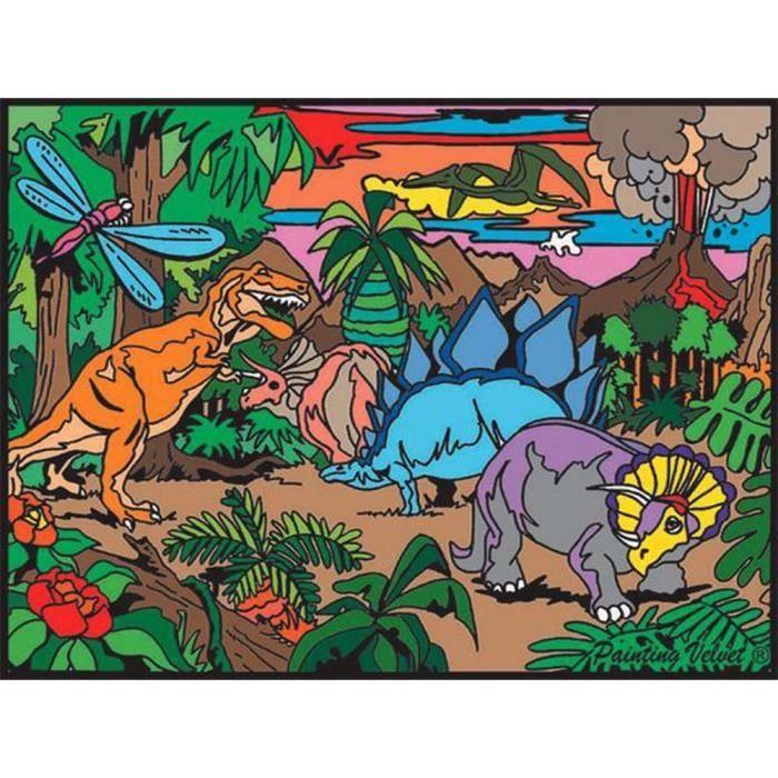 Coloriage - Dinosaures - 12 feutres inclus - 28 x 37 cm - à colorier Colorvelvet