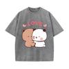 Bubu Dudu Kawaii Clothing Women Couple T-shirt Retro Washed Vintage Panda Bear Cute Cartoon Women T-shirt