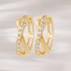 JEWNEL 14K Shine Line Cubic Cross One-Touch Ring Earrings