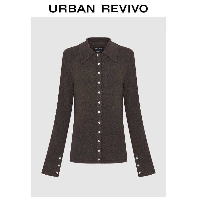 UR 2024 Winter Women's Contrast Button Lapel Knit Cardigan