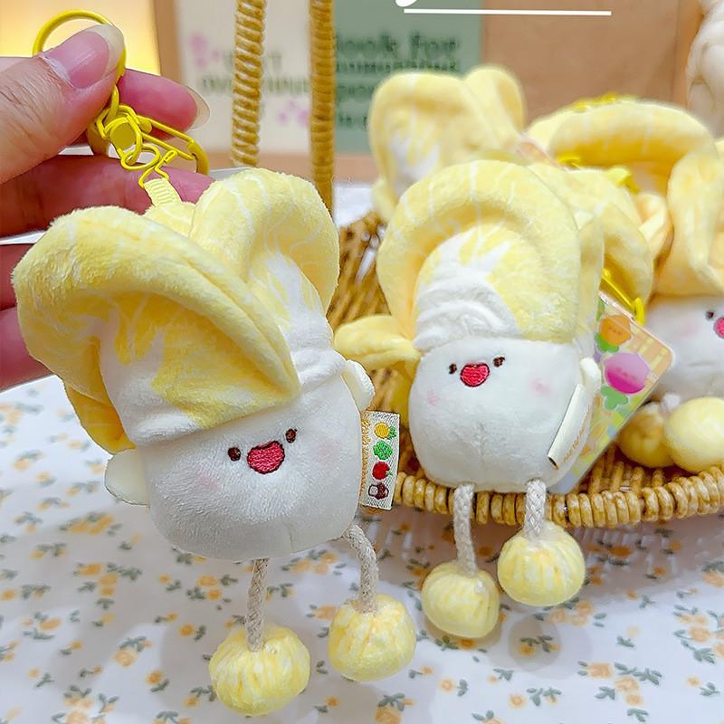Carrots Corn Mushrooms Adorable Plush Keychain Pull Feature School Bag Decor