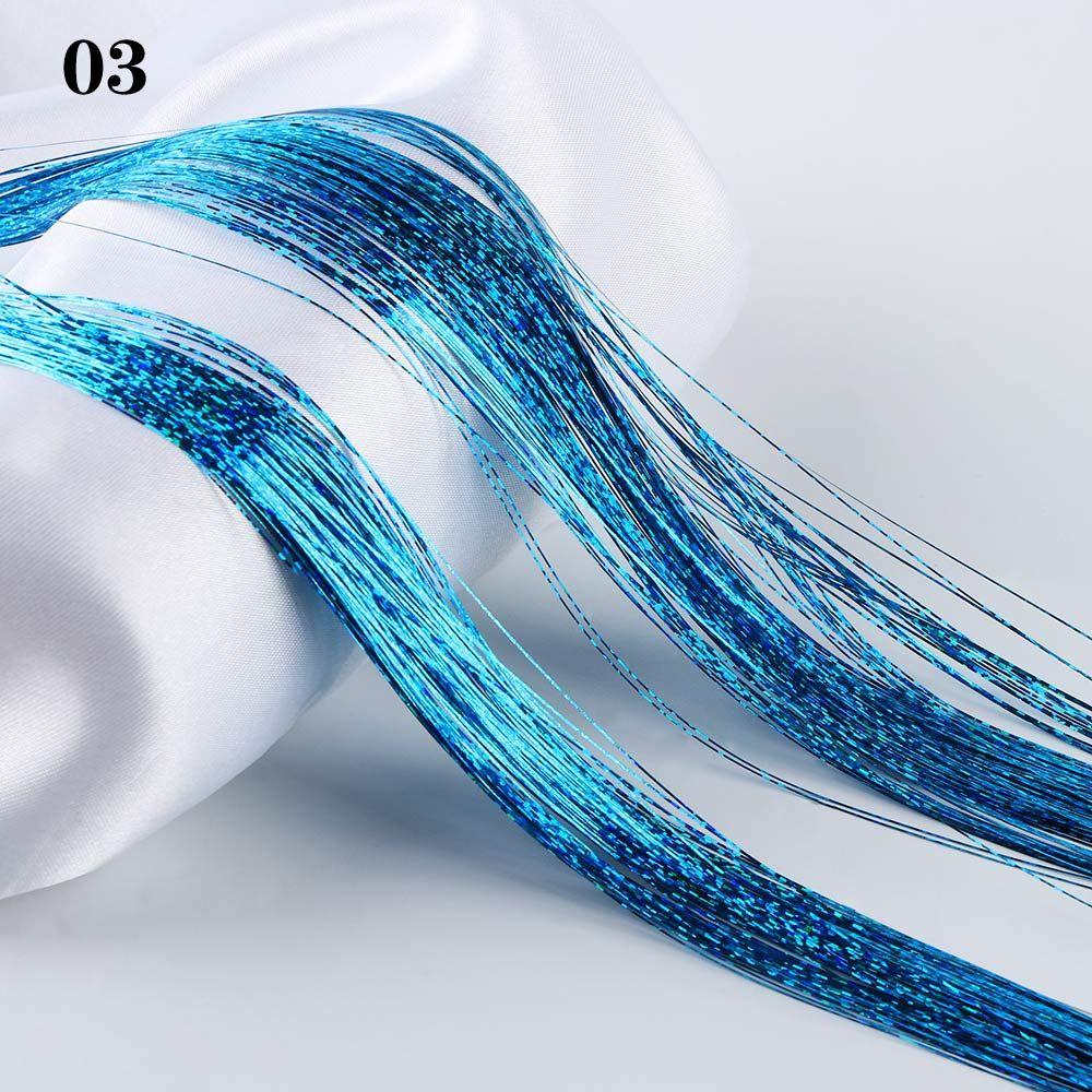 Strands Party Sparkly Streak Clubbing Glitter Rainbow  Color Bling Silk Hair Tinsel Hair Extension