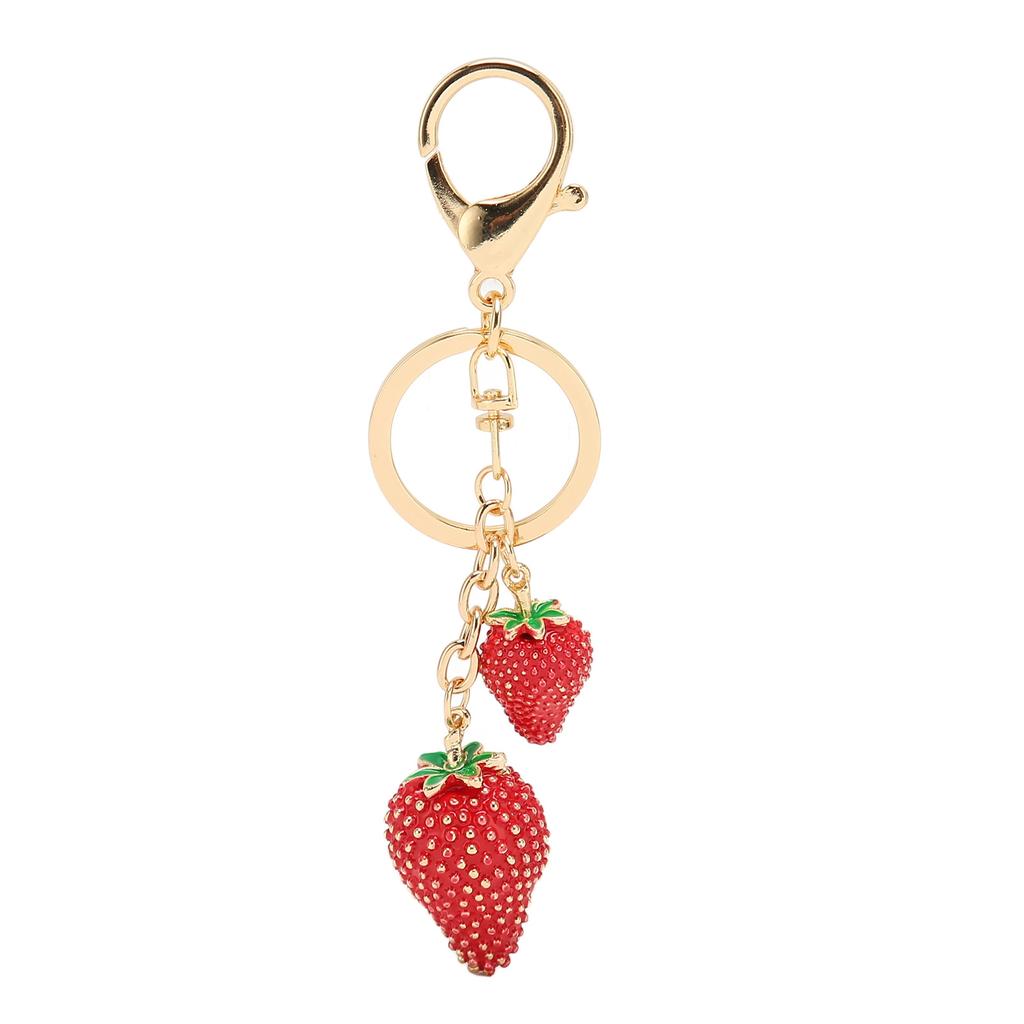 Cute Strawberry Shaped Pendant Keychain Women Alloy Exquisite Key Ring Decoration for Handbag Purse