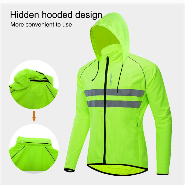 Wosawe Велосипедная куртка с капюшоном Hi Vis Водонепроницаемая ветрозащитная велосипедная куртка Мужская ветрозащитная куртка
