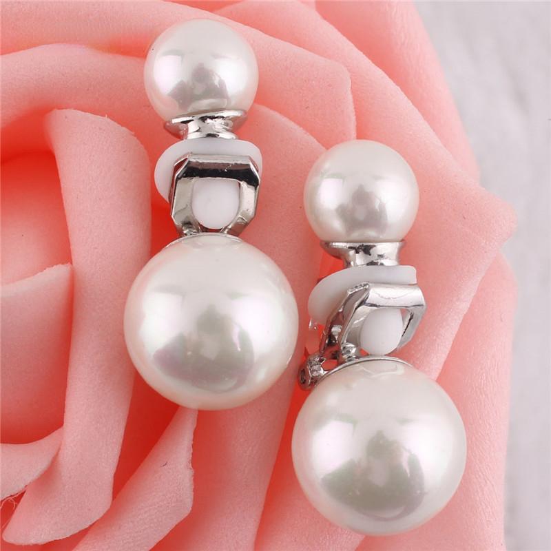 2 цвета, новые серьги-клипсы с двойным искусственным жемчугом без пирсинга для женщин, свадебные роскошные свадебные серьги