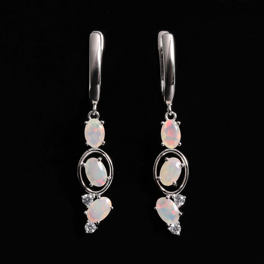 Элегантные ювелирные изделия из серебра 925 пробы с натуральным опалом, камнем, рожденным в октябре, в комплекте с серьгами для женщин и девочек, в подарок на банкет и день рождения