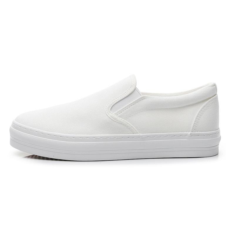 Мода Новая весна и осень Корейская версия Женская обувь на толстой подошве Slip-on Дышащая обувь с вулканизированной подошвой Женская парусиновая обувь