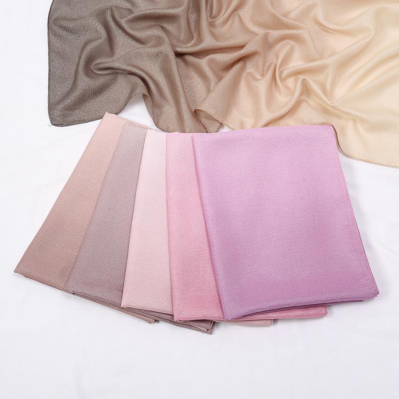 Women Glitter Shiny Hijab Scarf Gradient Shawls Muslim Ombre Turban Islam Ladies Shimmer Elegant Stole Gradient Shawl Tippet