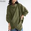 Women Casual Stand Collar Loose Long Sleeve Blouse