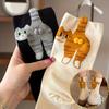 2/5/10 Pairs Cartoon Cute Cat Balls Cotton Socks Kawaii Lolita Knitting Socks Women Girls Middle Tube Sleep Sock Cat Print Floor Sock