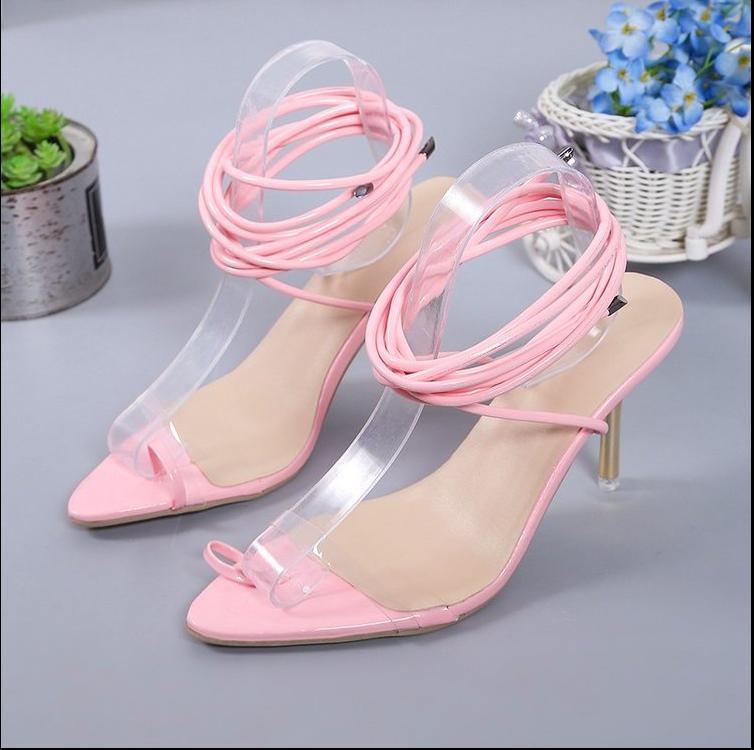 Сексуальные туфли на высоком каблуке с острым носком, модные туфли с открытым носком и перекрестной шнуровкой, женские босоножки на тонком каблуке, женские босоножки 2024 года