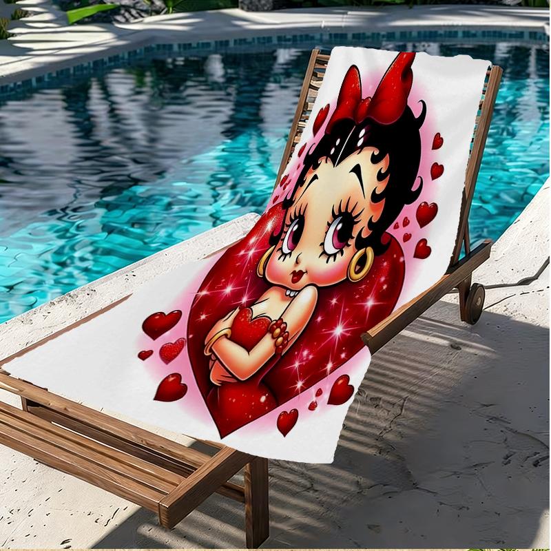 Betty Boop Print Beach Towel, Versatile Lightweight Absorbent Beach Towel for Pool Surf Yoga Bathroom, Perfect Birthday Holiday Gift