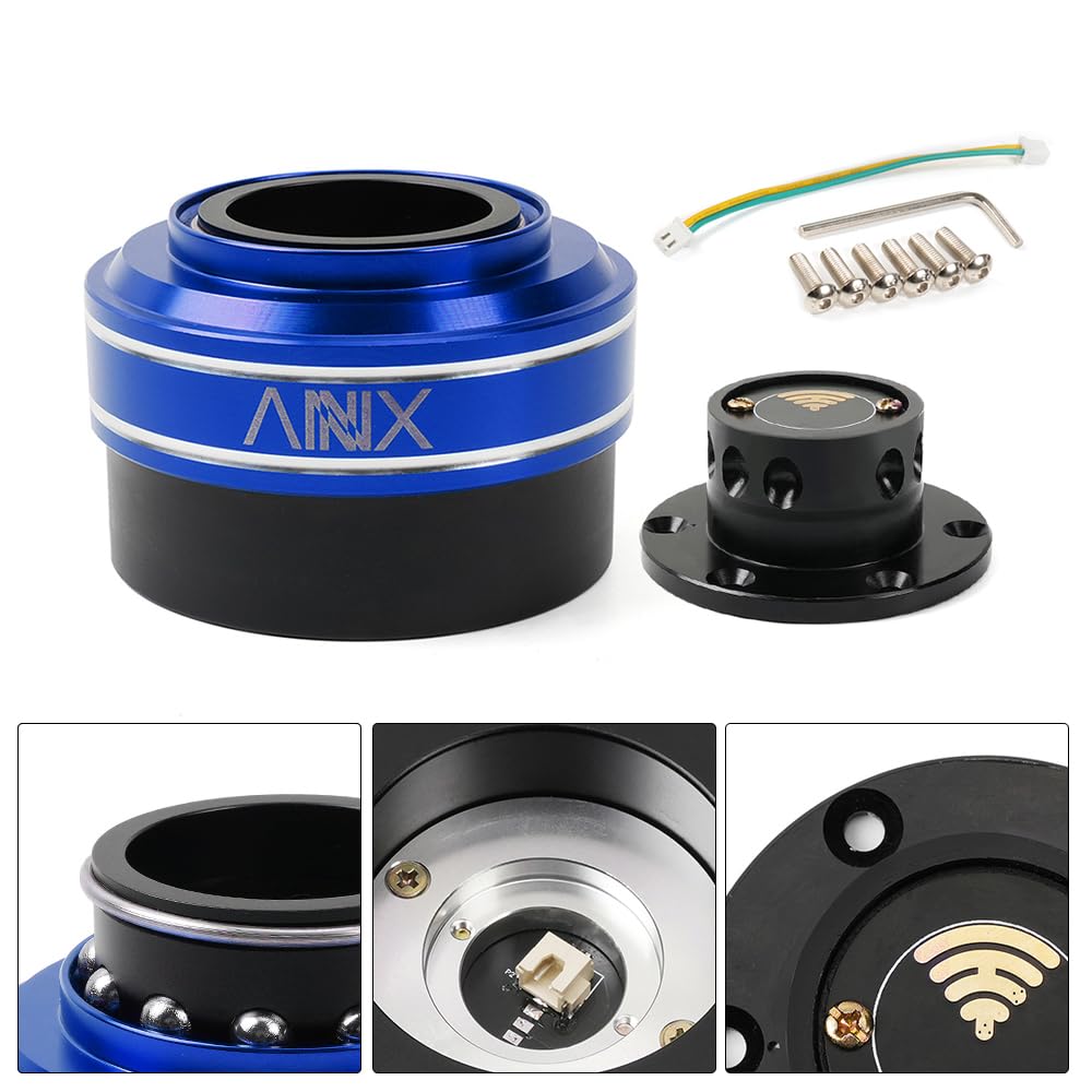 ZS Steering Wheel Hub Adapter, 6-Hole, 70mm, for Racing Simulator Games, M-OZA S-imagic M10 A/Mini European Trucks (Blue)