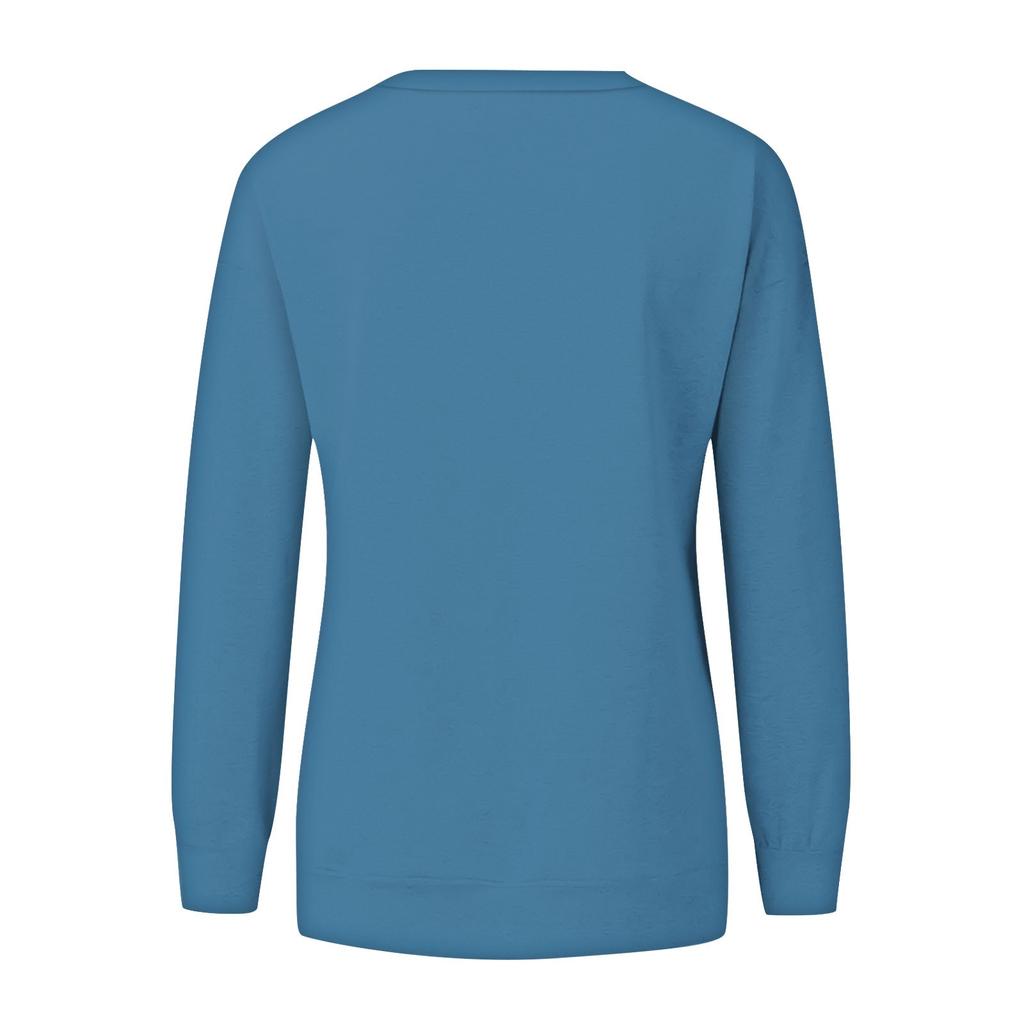 Женская повседневная модная однотонная пуловер с длинным рукавом и круглым вырезом, блузка