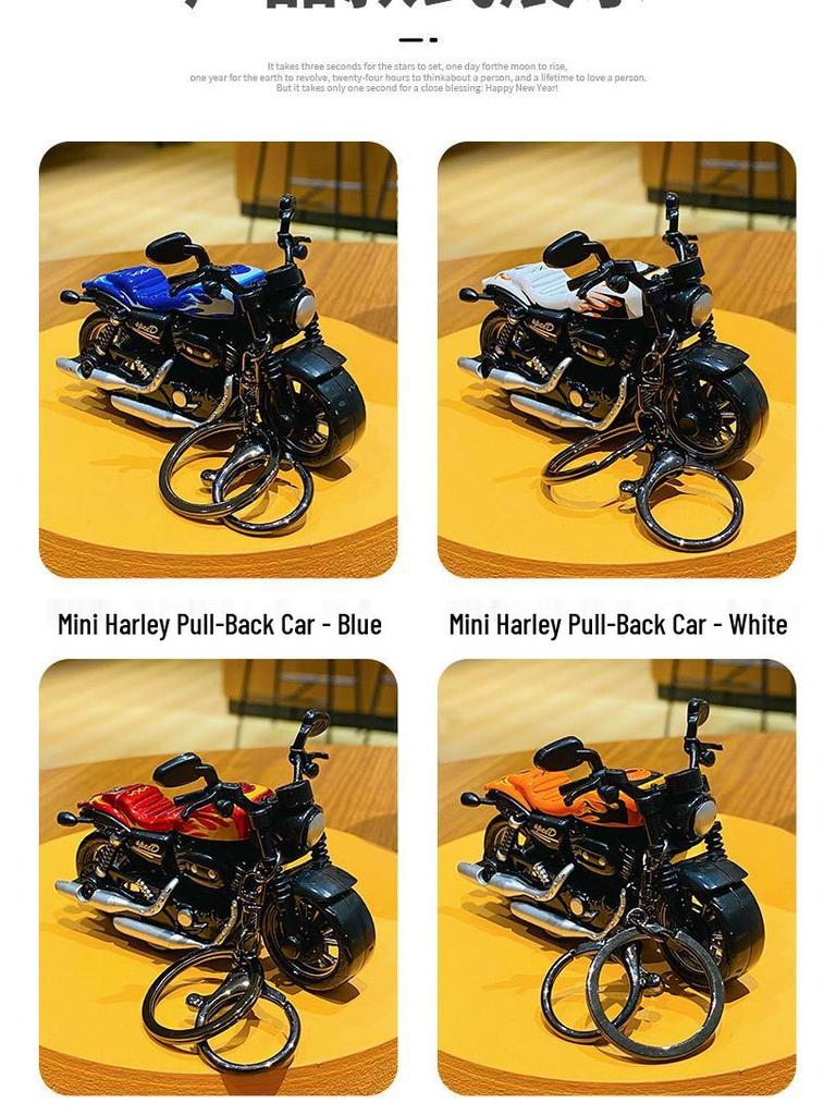 Брелок-подвеска в виде мотоцикла Харли с оттягивающимся механизмом