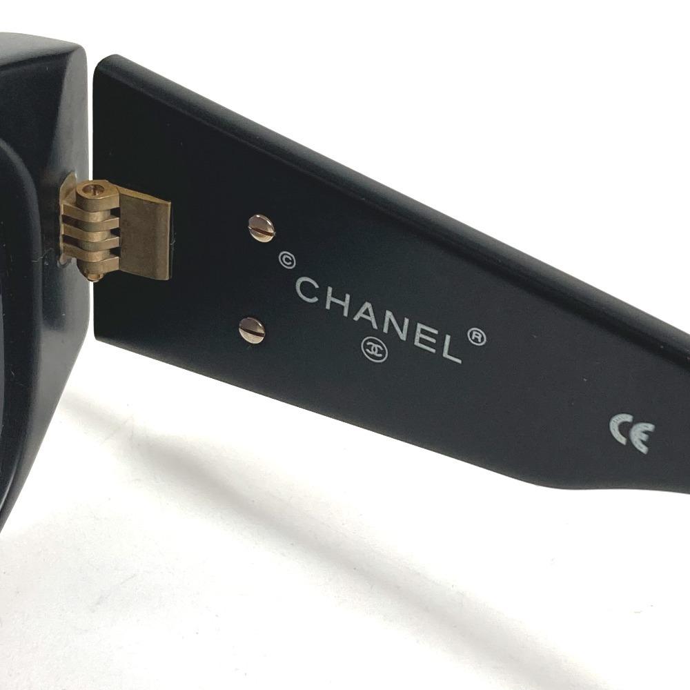 CHANEL 01451 vintage CC Logo Smoke eyewear sunglasses Plastic Black/Gold