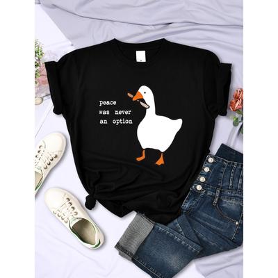 Мир никогда не был вариантом. Женские топы с рисунком гуся. Креативные летние футболки. Модные новые футболки. Спортивная женская одежда.