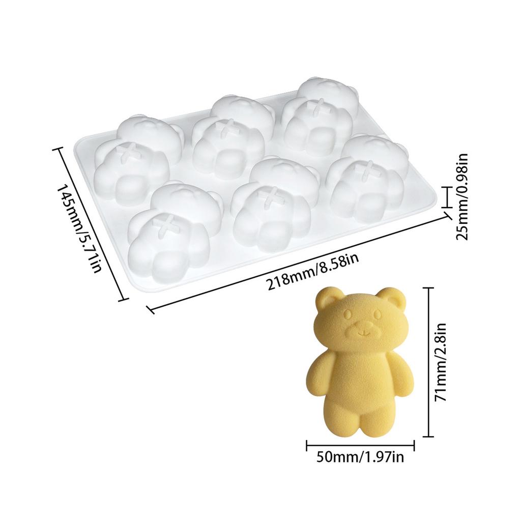 Форма для мусса из пищевого силикона, креативная, 6 сеток, форма для десерта в форме медведя, антипригарное покрытие, формы для выпечки шоколадных кексов