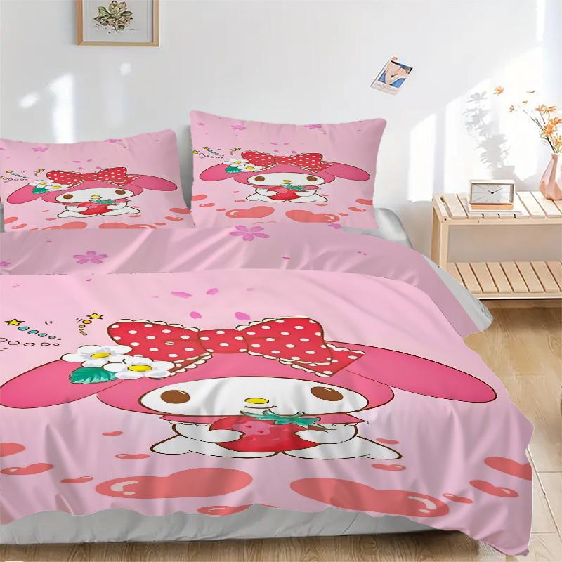 Melody Hearts Flowers Print 3Pcs Bedding Setduvet Cover With 2 Bedropillowcase Home Birthday Gift