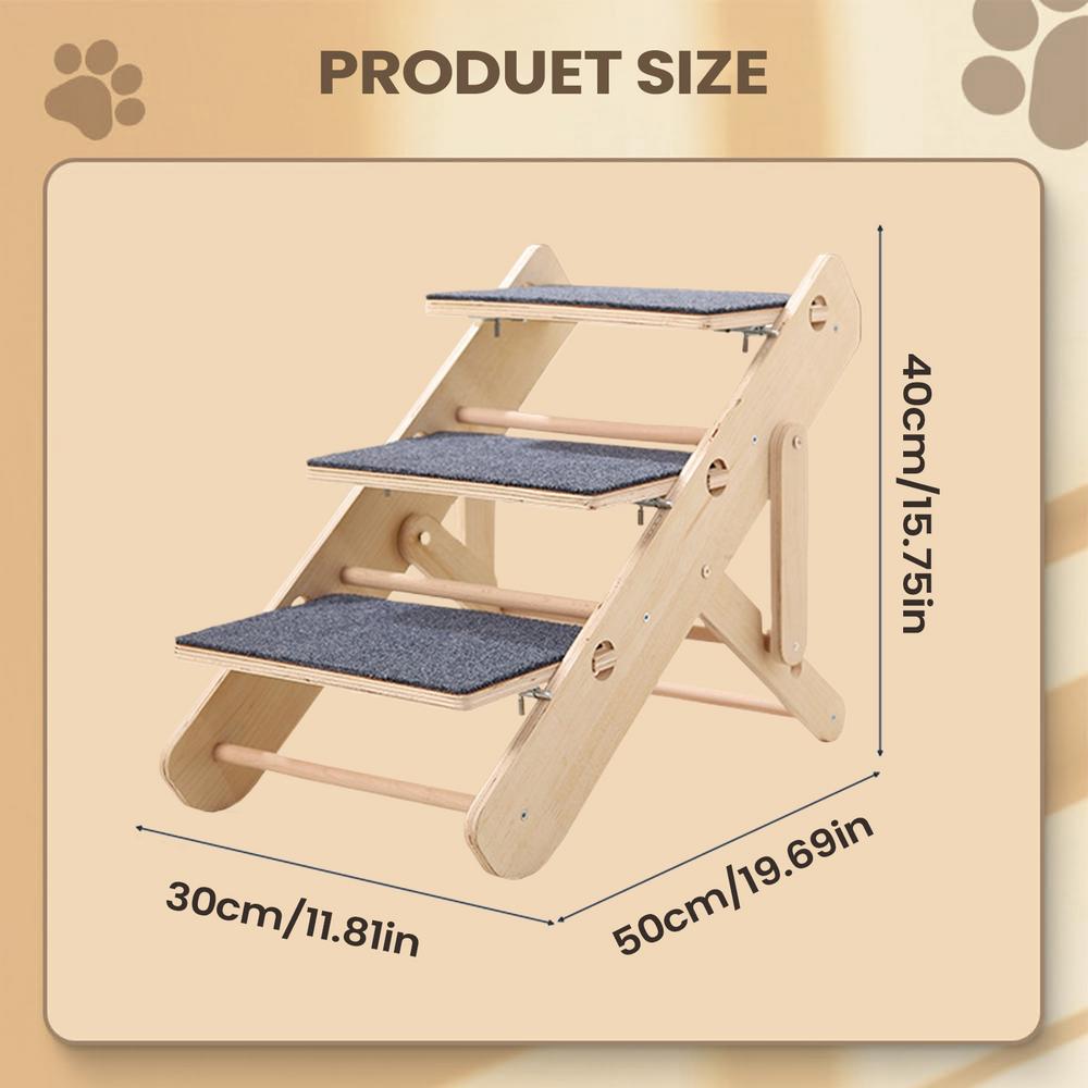 Dog Stairs Non-Slip Stable Foldable 3-Step Pet Stairs for Climbing Home Living Room Bedside Bedroom Sofa Couch Chair