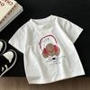 Летняя детская хлопковая футболка с коротким рукавом Милый мультяшный принт Круглый вырез Мягкие топы для малышей мальчиков девочек Детская одежда