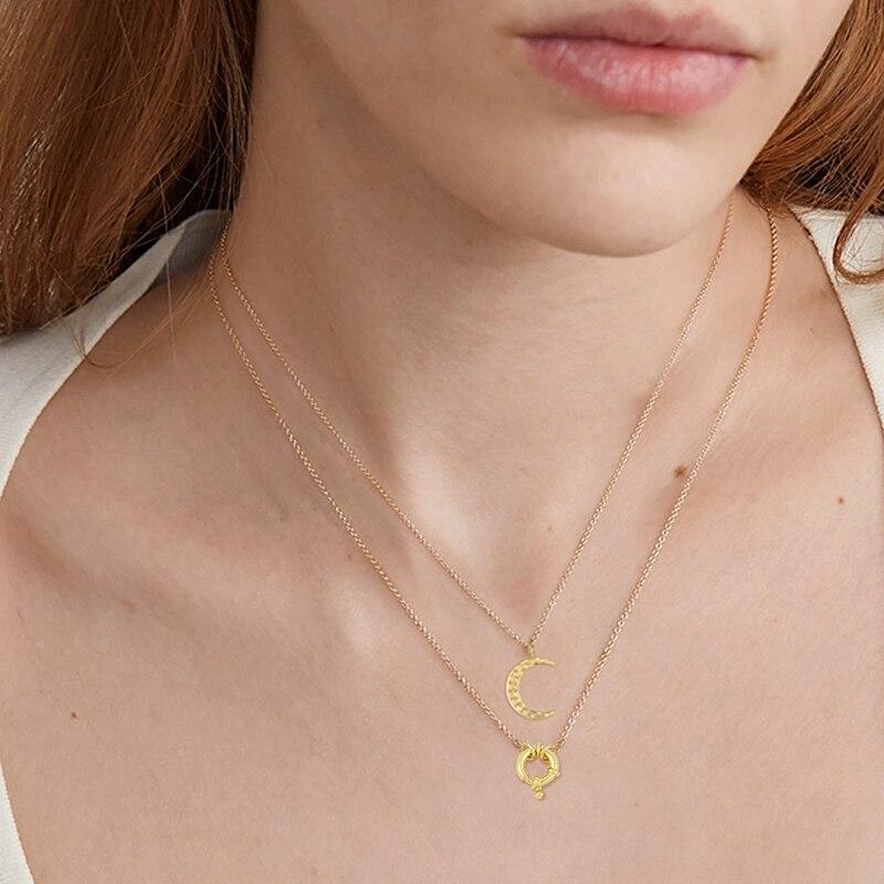 Round Lock Pendant Necklaces For Women Vintage Design Wedding Birthday Gift 925 Sterling Silver Jewelry Gold Chain Choker