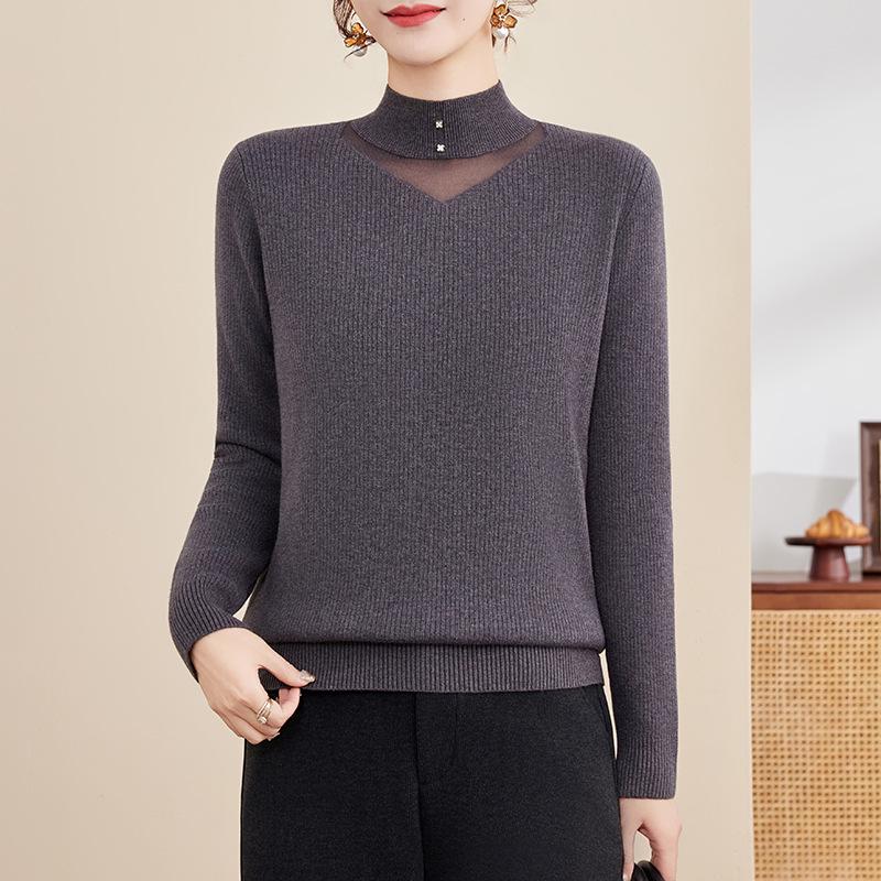Mom's Winter Plus Velvet Red Sweater for the Year of the Horse - Warm Middle-Aged Women's Base Layer Top