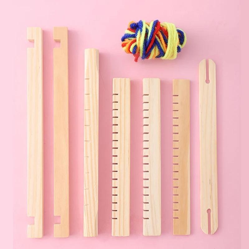 Деревянный ткацкий станок для детей DIY, набор игрушек для плетения, игрушки для ролевых игр, ручное вязание для девочек, бытовая вязальная машина, тренировка мелкой моторики