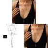 Cross Necklace Multilayer Geometric Pendant With Rhinestones For Women