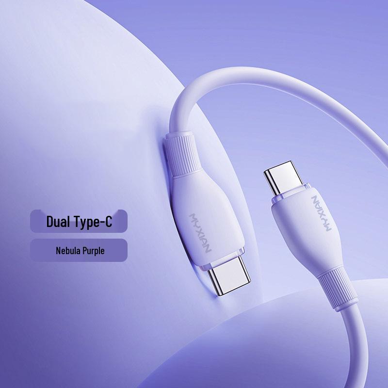 120 Вт Двухголовочный кабель Type-C PD для быстрой зарядки Apple 15 и Huawei.