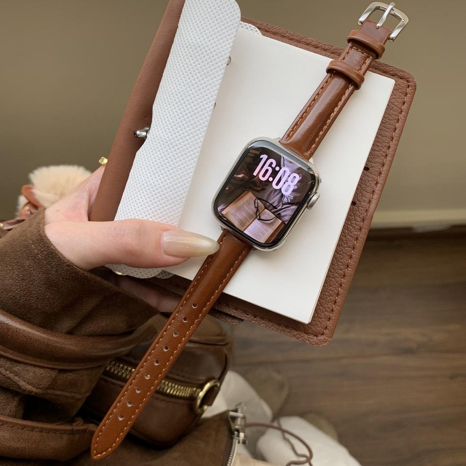 Роскошный браслет из кожи теленка с пропиткой для Apple Watch Band Серии 11/10/9/8/7/6/5/Ultra Ремешок iWatch 49/46/45/44/42/41/40/38 мм