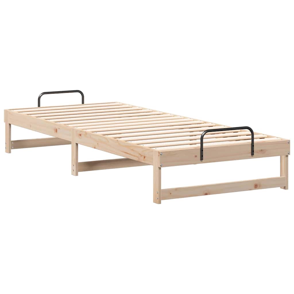 Brown Bed Frame 90 x 220 cm Solid Pine Wood