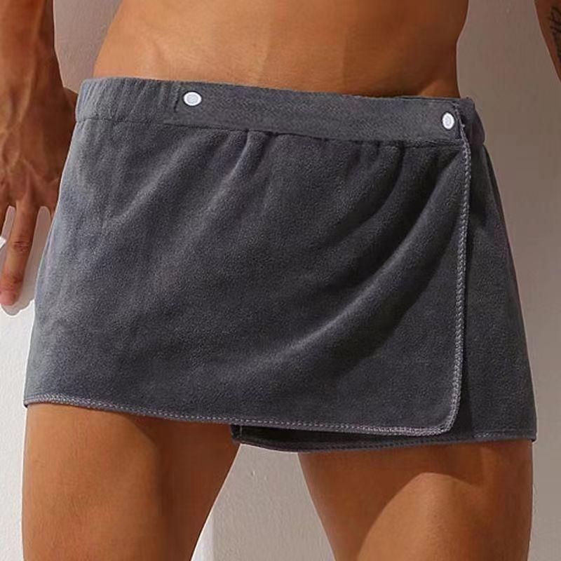Men's Absorbent Bath Towel Skirt: Versatile Home and Beach Wear, Doubles as Towel or Swimwear, Prevents Exposure