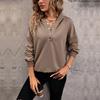 Autumn Women's Blouse Solid Color Comfortable Casual Long Sleeve Hooded Tops